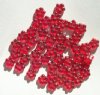50 3x9mm Transparent Red Lustre Spacer Flower Beads